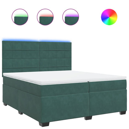 Boxspring met matras fluweel donkergroen 200x200 cm