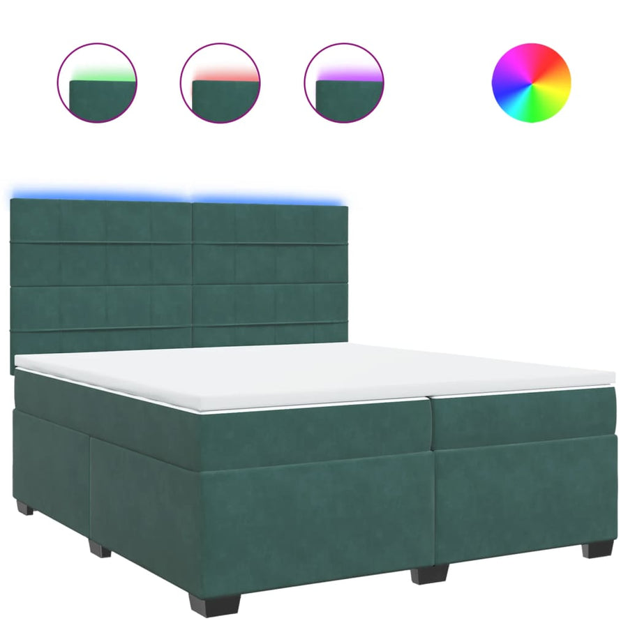 Boxspring met matras fluweel donkergroen 200x200 cm