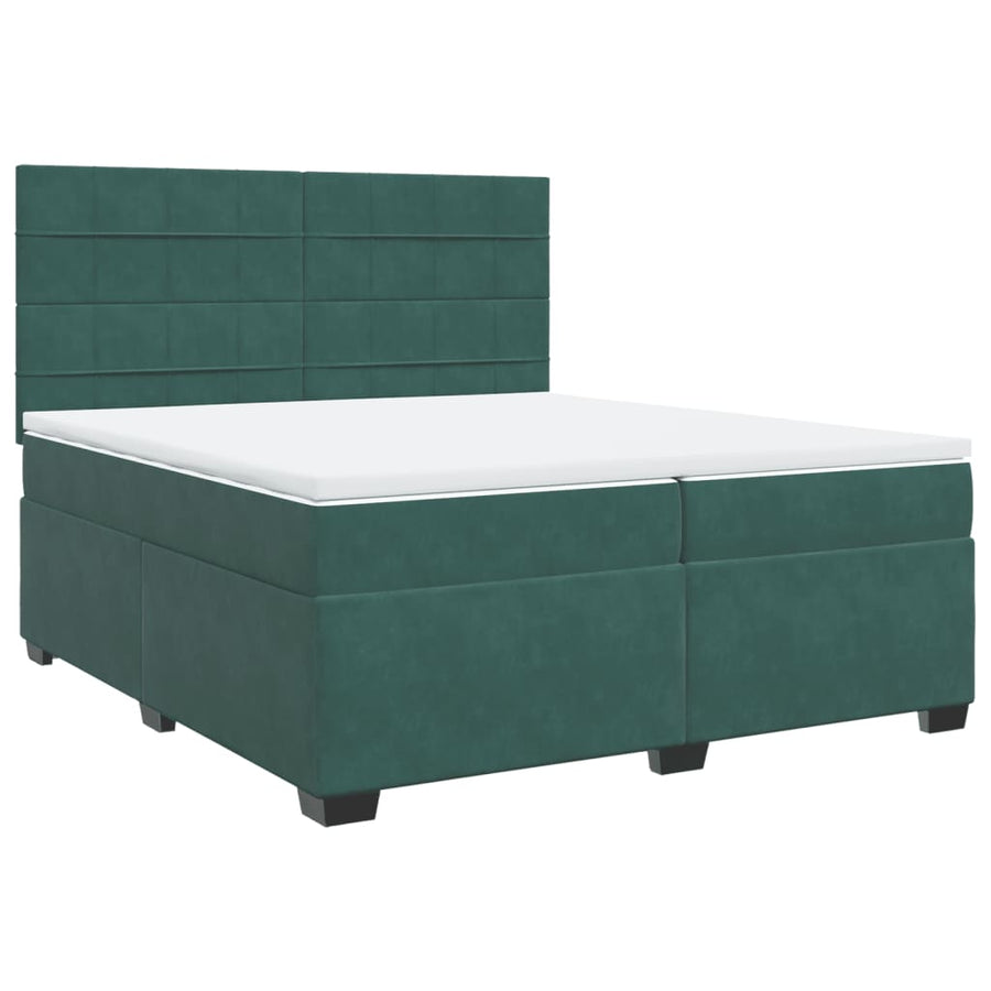 Boxspring met matras fluweel donkergroen 200x200 cm