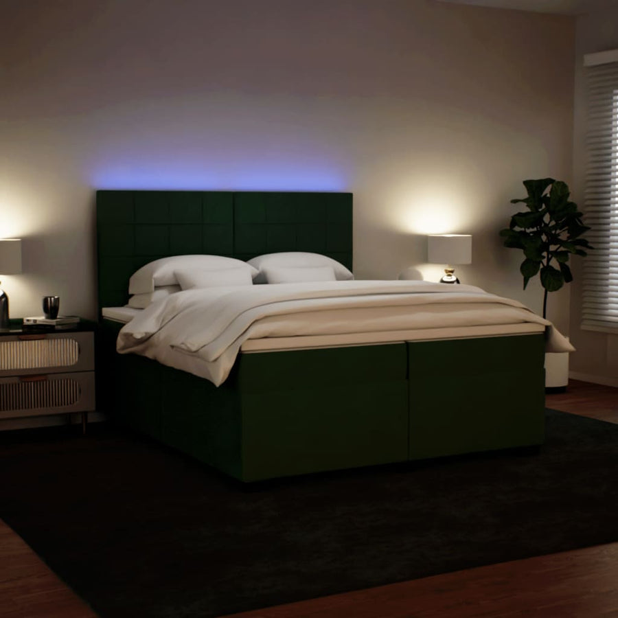 Boxspring met matras fluweel donkergroen 200x200 cm