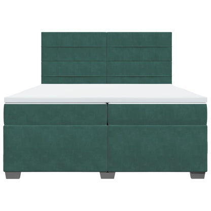 Boxspring met matras fluweel donkergroen 200x200 cm