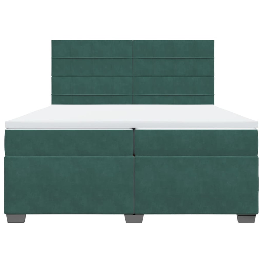 Boxspring met matras fluweel donkergroen 200x200 cm