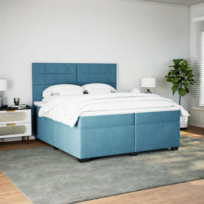 Boxspring met matras fluweel blauw 200x200 cm