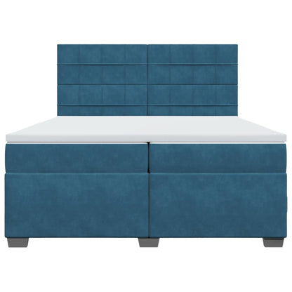 Boxspring met matras fluweel blauw 200x200 cm