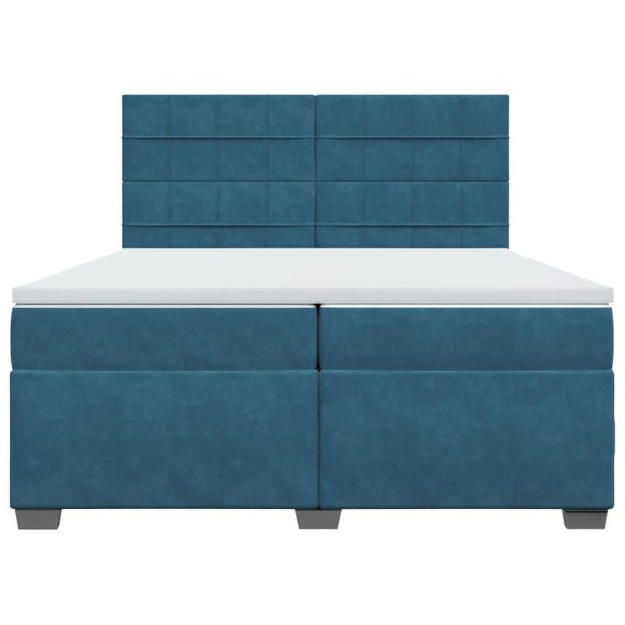 Boxspring met matras fluweel blauw 200x200 cm