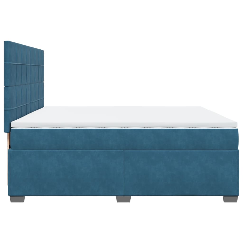 Boxspring met matras fluweel blauw 200x200 cm