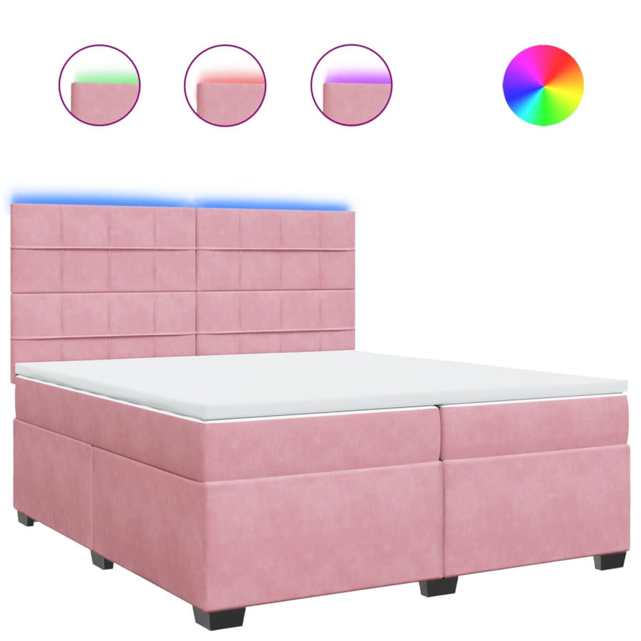 Boxspring met matras fluweel roze 200x200 cm