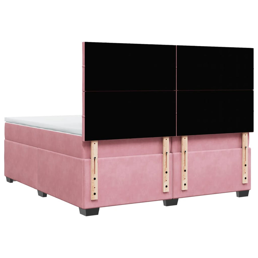 Boxspring met matras fluweel roze 200x200 cm