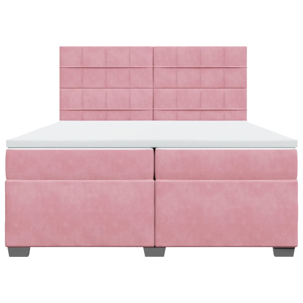 Boxspring met matras fluweel roze 200x200 cm