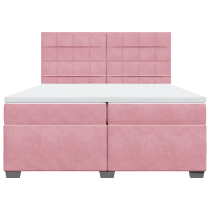 Boxspring met matras fluweel roze 200x200 cm