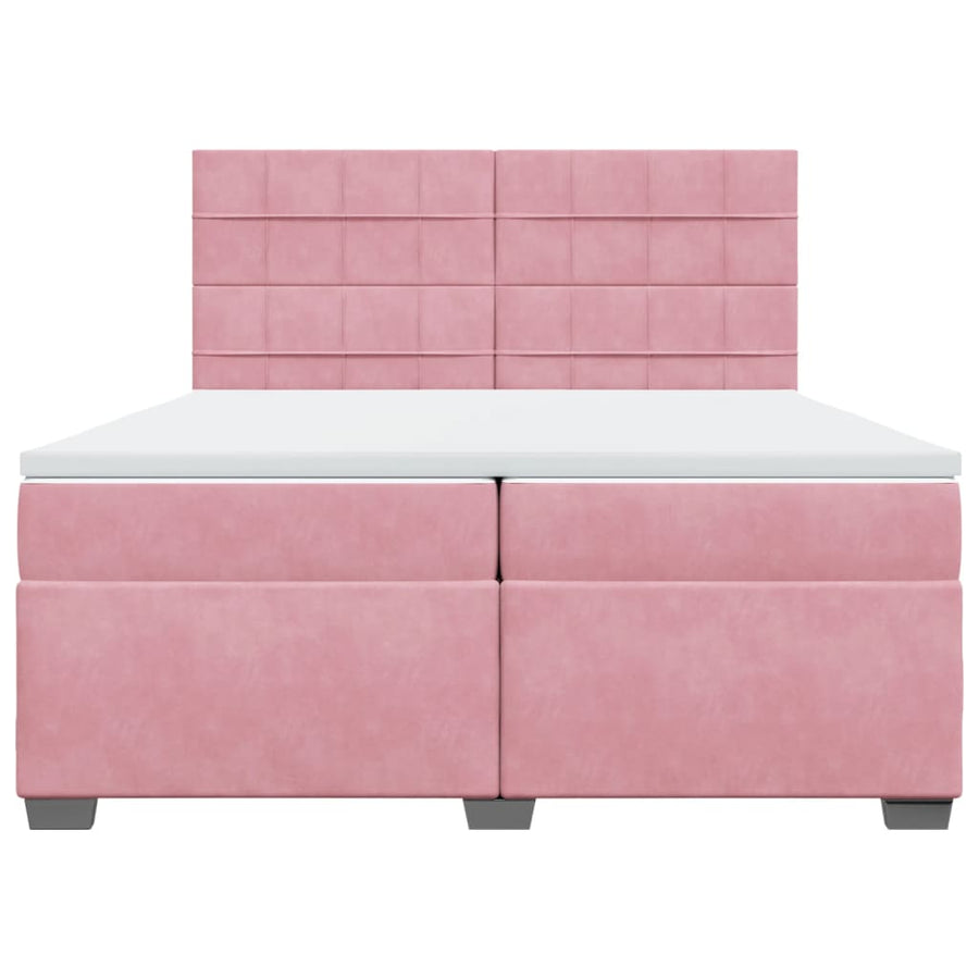 Boxspring met matras fluweel roze 200x200 cm