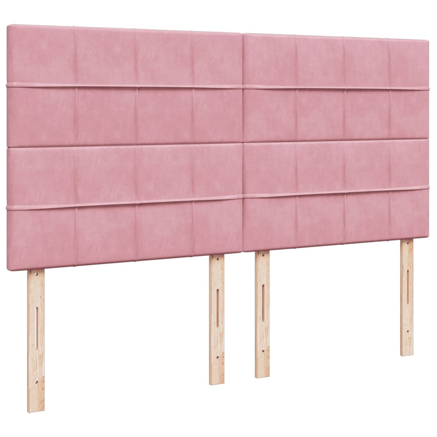 Boxspring met matras fluweel roze 200x200 cm