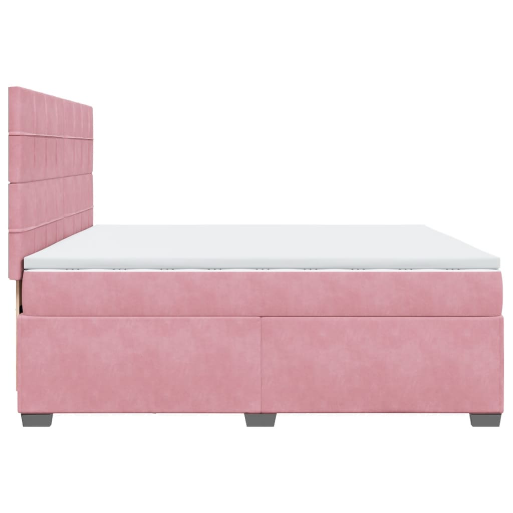 Boxspring met matras fluweel roze 200x200 cm
