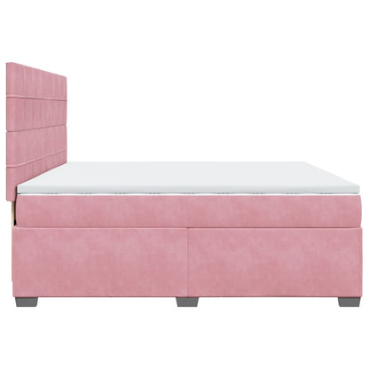 Boxspring met matras fluweel roze 200x200 cm