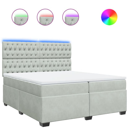Boxspring met matras fluweel lichtgrijs 200x200 cm
