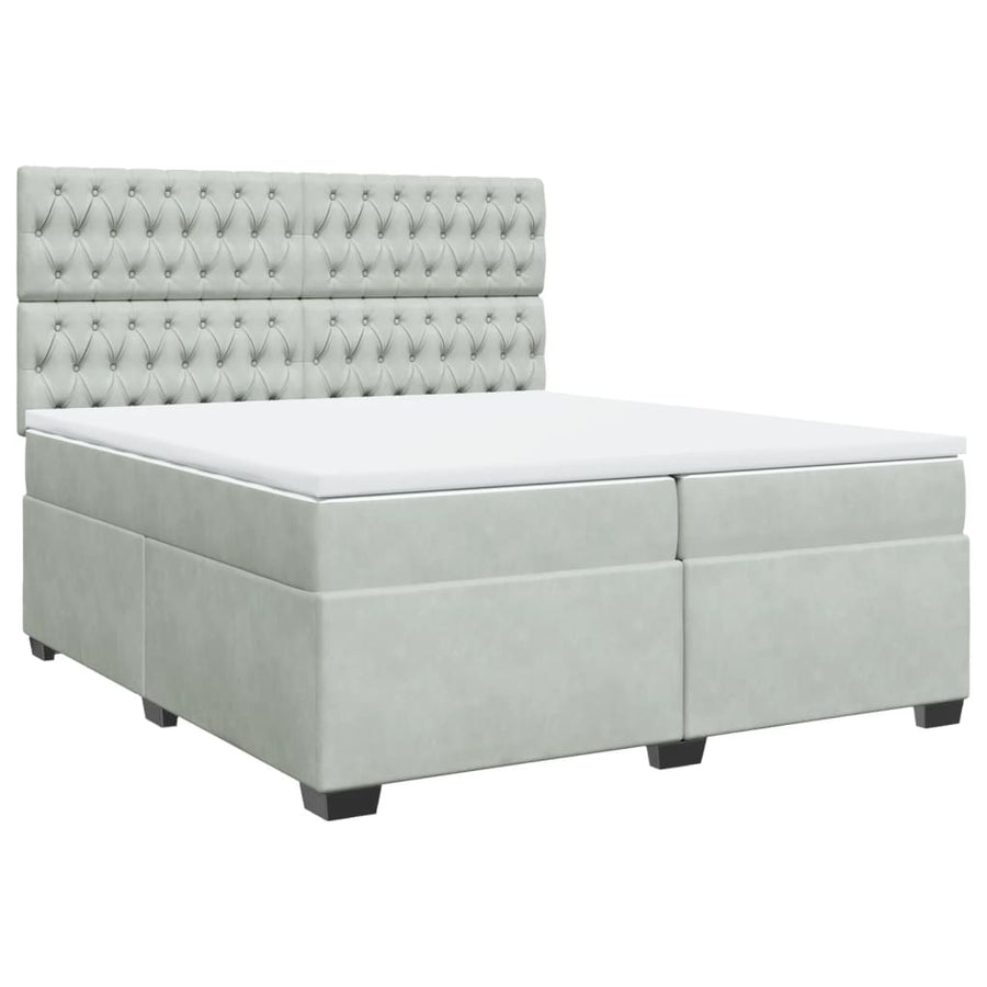 Boxspring met matras fluweel lichtgrijs 200x200 cm