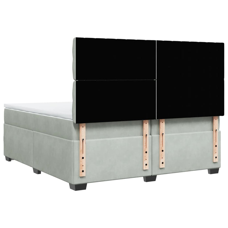 Boxspring met matras fluweel lichtgrijs 200x200 cm