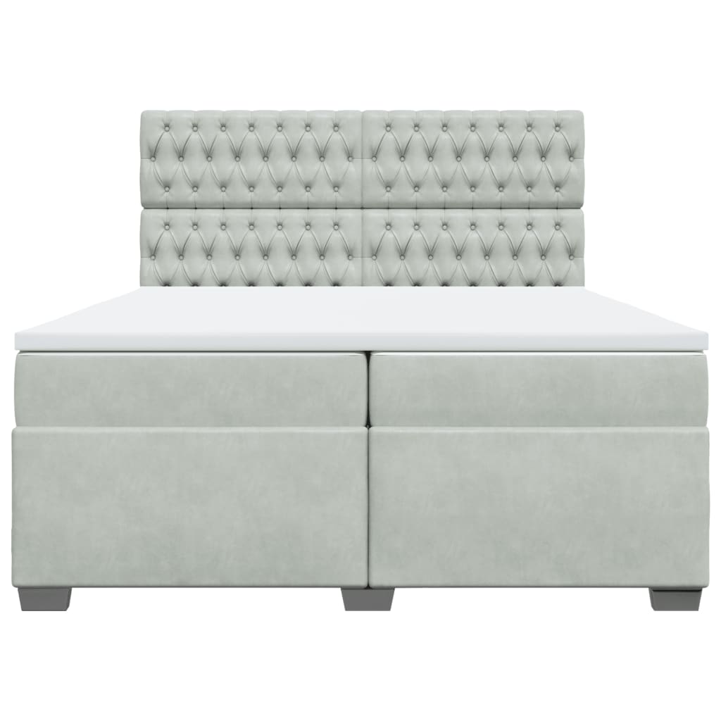 Boxspring met matras fluweel lichtgrijs 200x200 cm