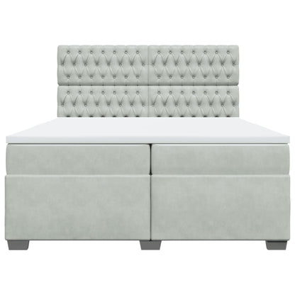 Boxspring met matras fluweel lichtgrijs 200x200 cm