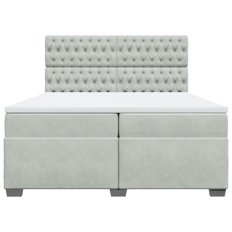 Boxspring met matras fluweel lichtgrijs 200x200 cm