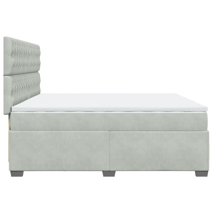 Boxspring met matras fluweel lichtgrijs 200x200 cm