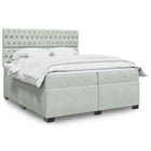 Boxspring 200x200 cm lichtgrijs fluweel met matras