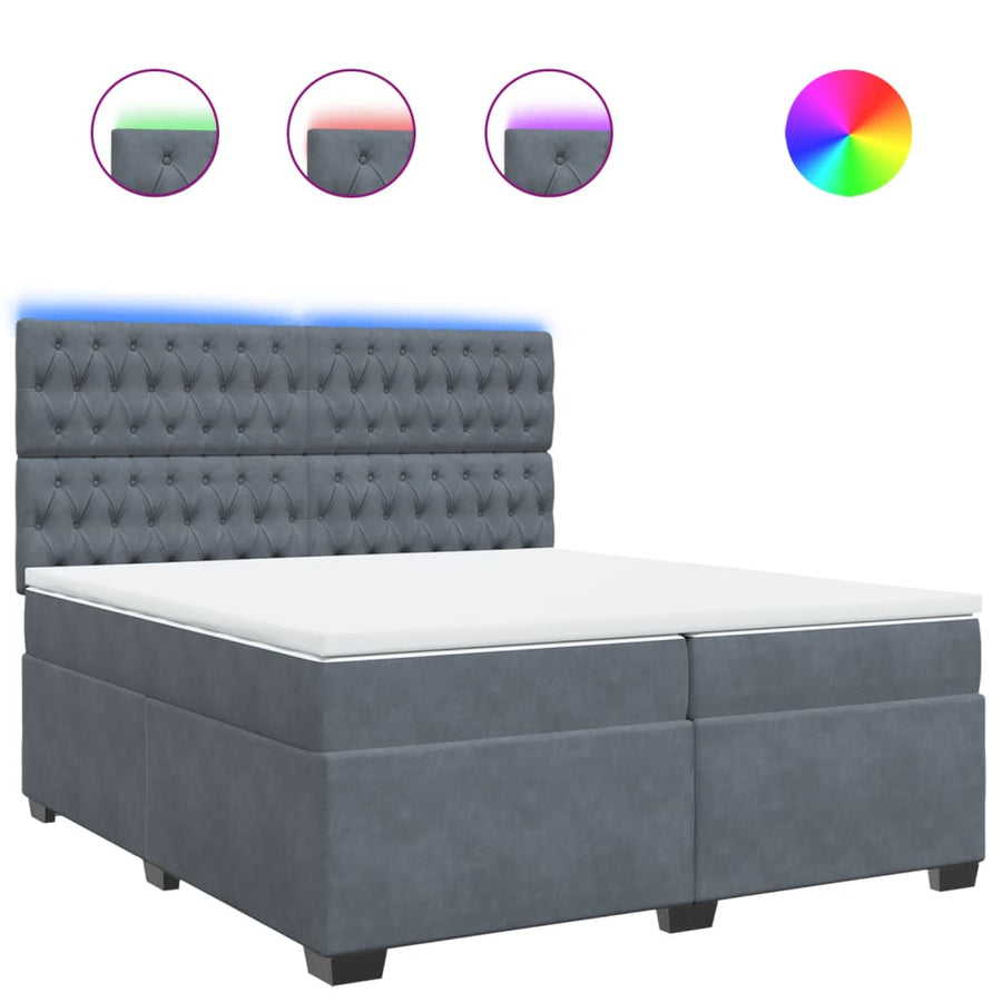 Boxspring met matras fluweel donkergrijs 200x200 cm