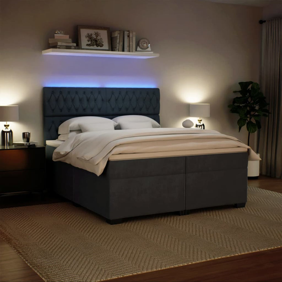 Boxspring met matras fluweel donkergrijs 200x200 cm