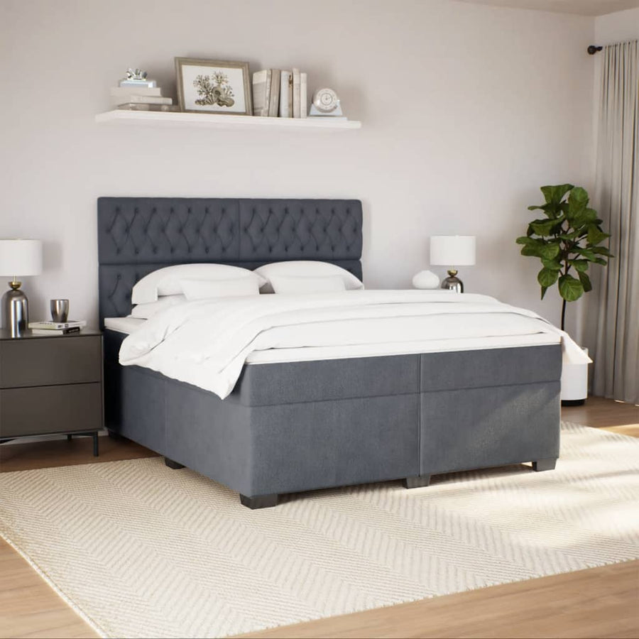 Boxspring met matras fluweel donkergrijs 200x200 cm