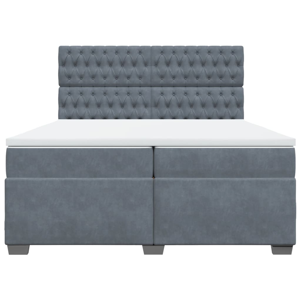Boxspring met matras fluweel donkergrijs 200x200 cm