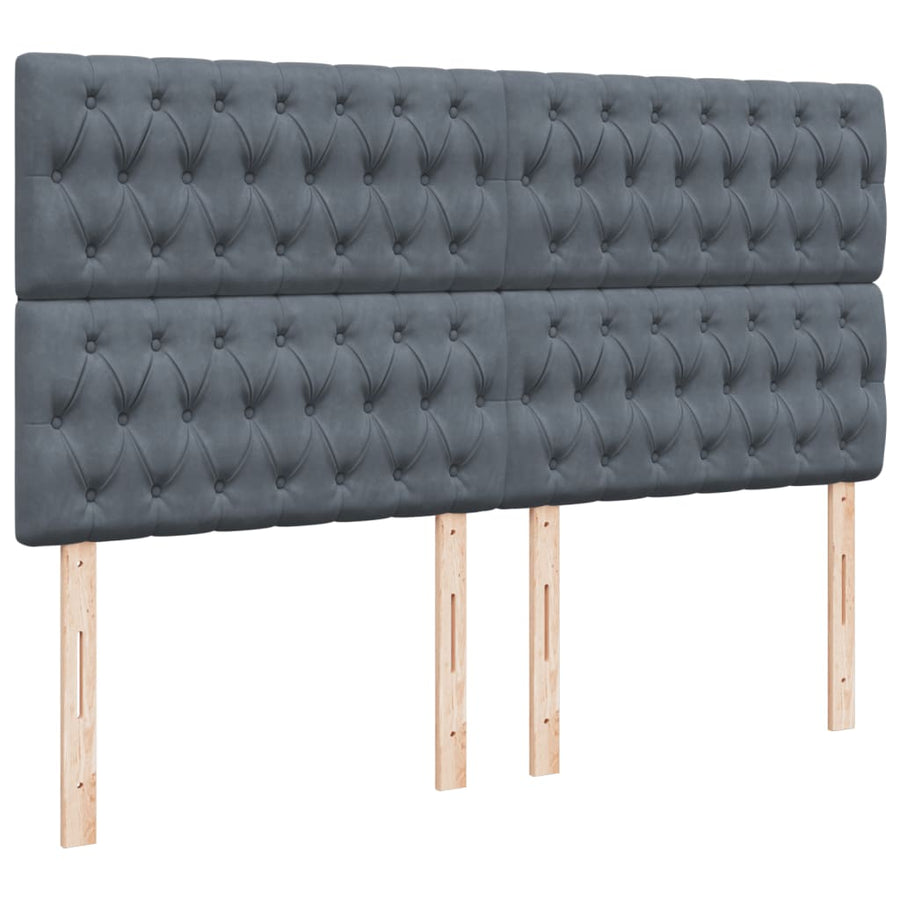 Boxspring met matras fluweel donkergrijs 200x200 cm