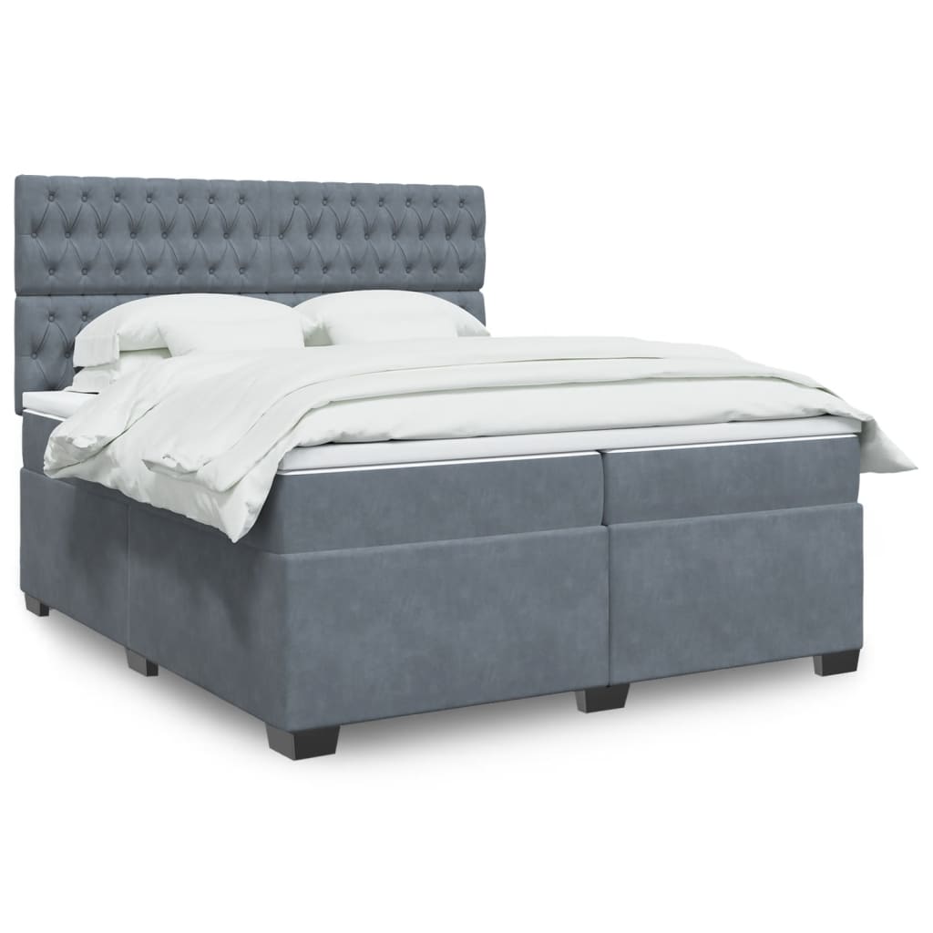 Boxspring met matras fluweel donkergrijs 200x200 cm