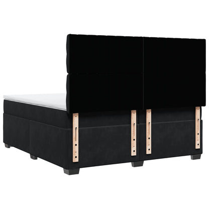 Boxspring met matras fluweel zwart 200x200 cm