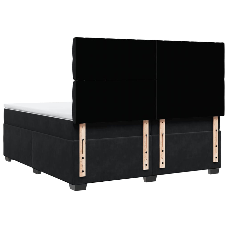 Boxspring met matras fluweel zwart 200x200 cm
