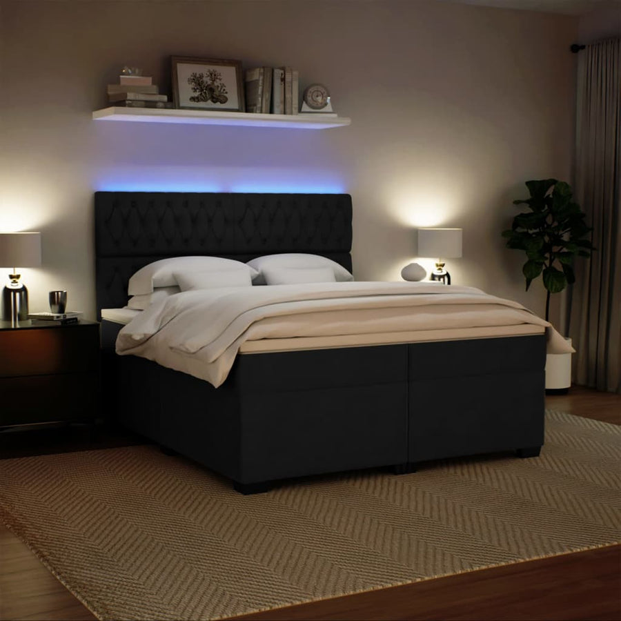 Boxspring met matras fluweel zwart 200x200 cm