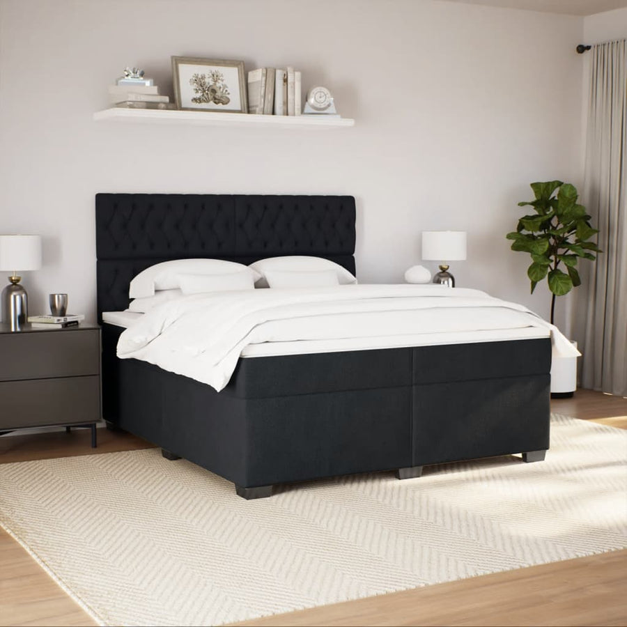 Boxspring met matras fluweel zwart 200x200 cm