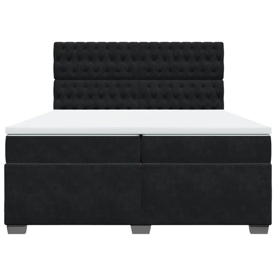Boxspring met matras fluweel zwart 200x200 cm