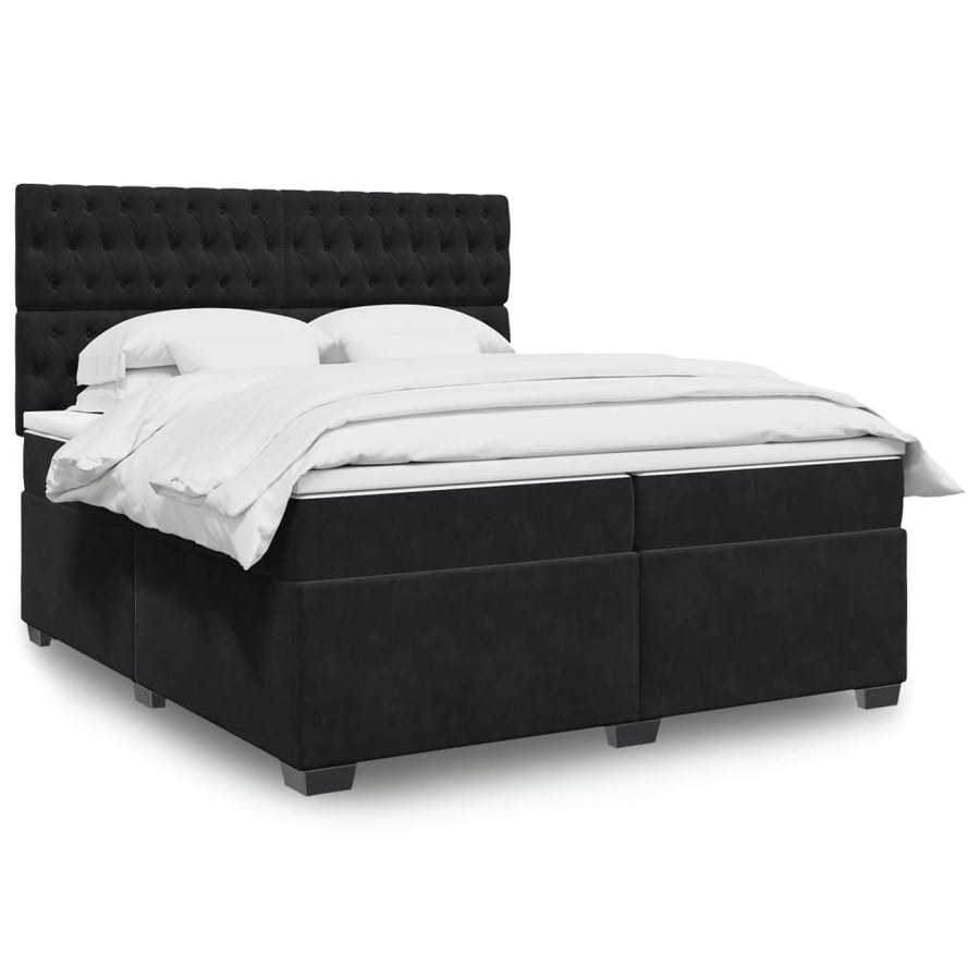 Boxspring met matras fluweel zwart 200x200 cm