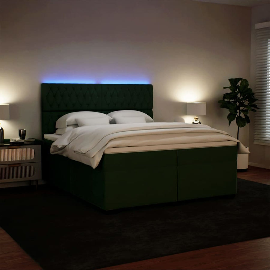 Boxspring met matras fluweel donkergroen 200x200 cm