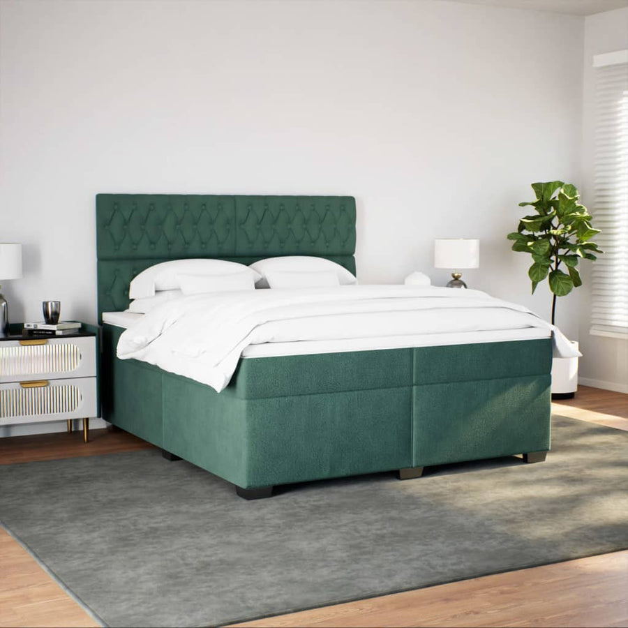 Boxspring met matras fluweel donkergroen 200x200 cm
