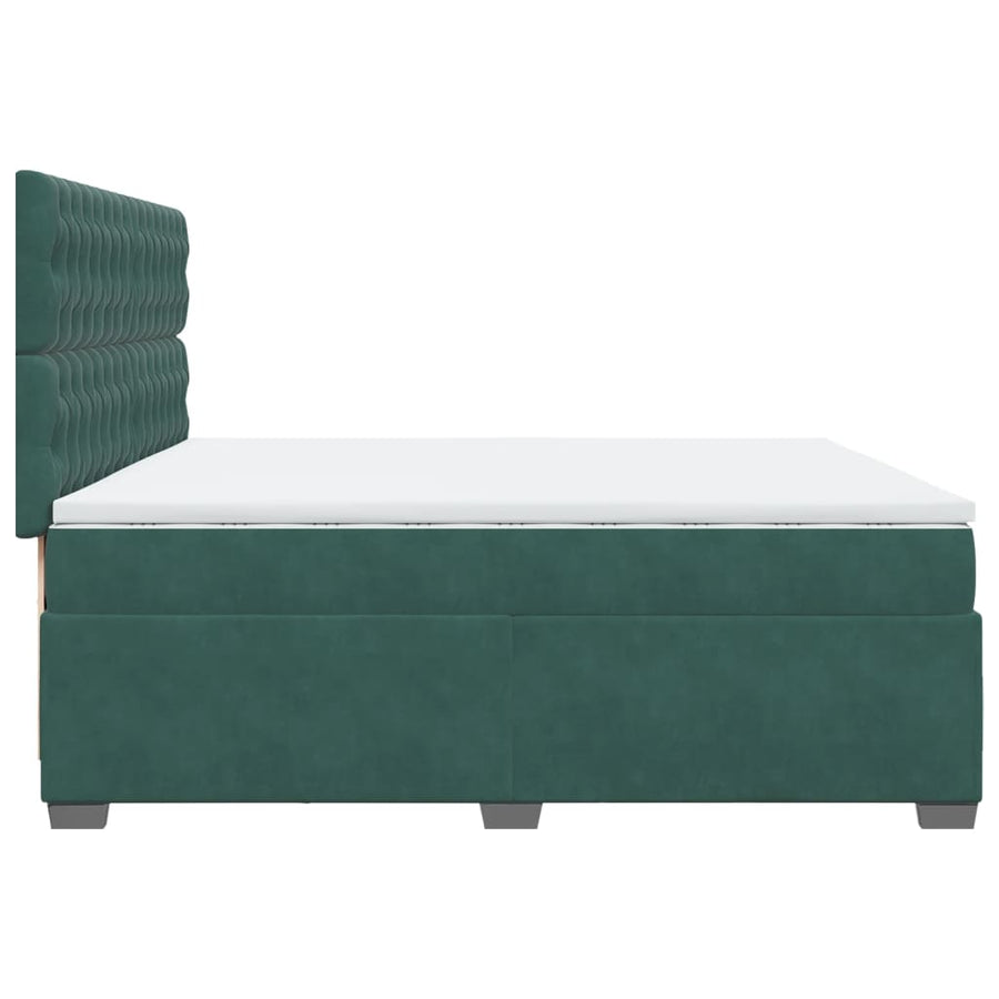 Boxspring met matras fluweel donkergroen 200x200 cm