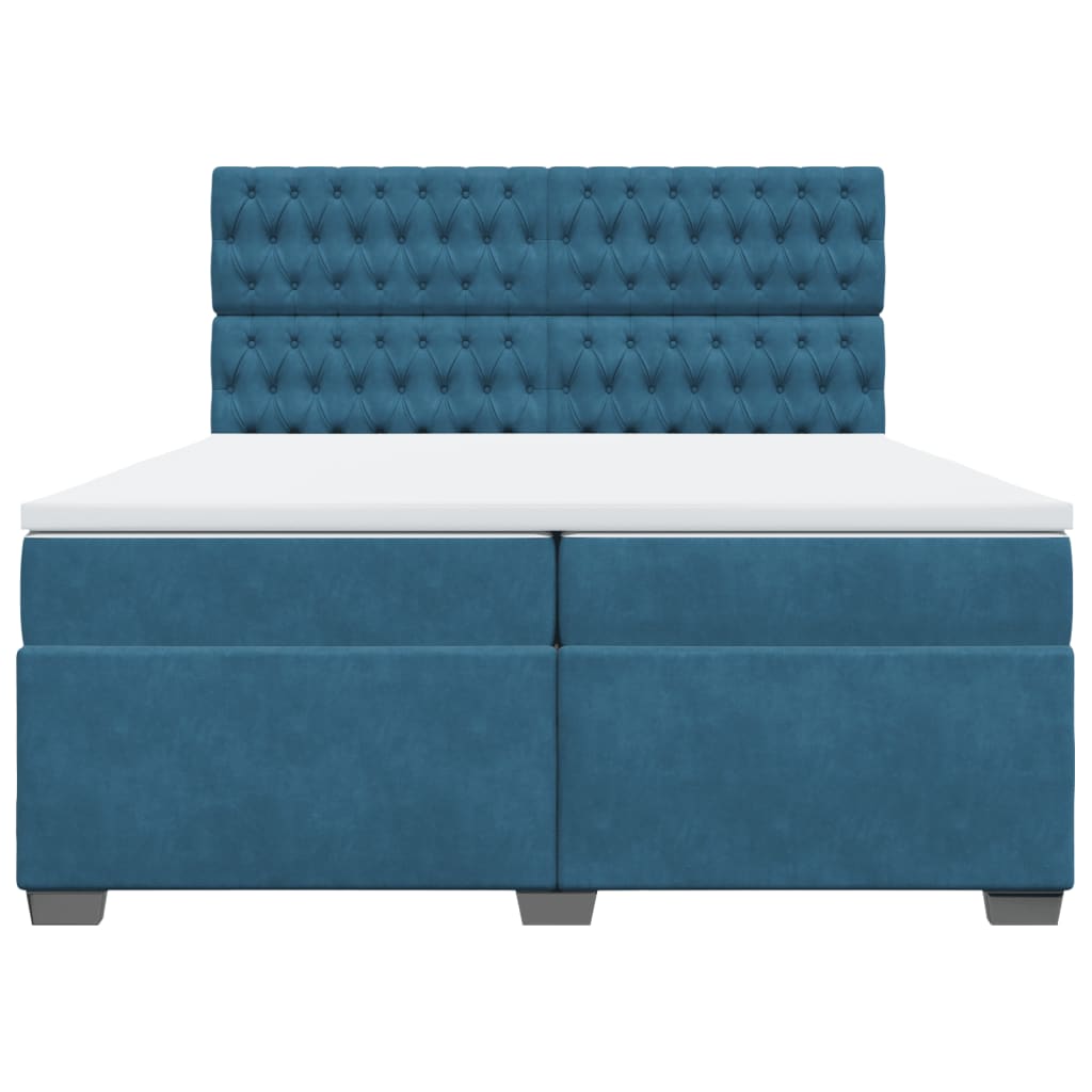 Boxspring met matras fluweel blauw 200x200 cm