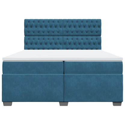 Boxspring met matras fluweel blauw 200x200 cm