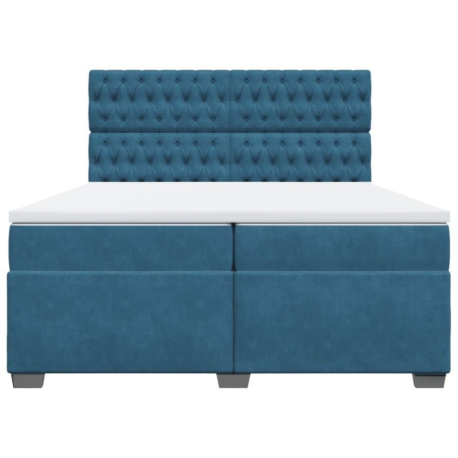 Boxspring met matras fluweel blauw 200x200 cm