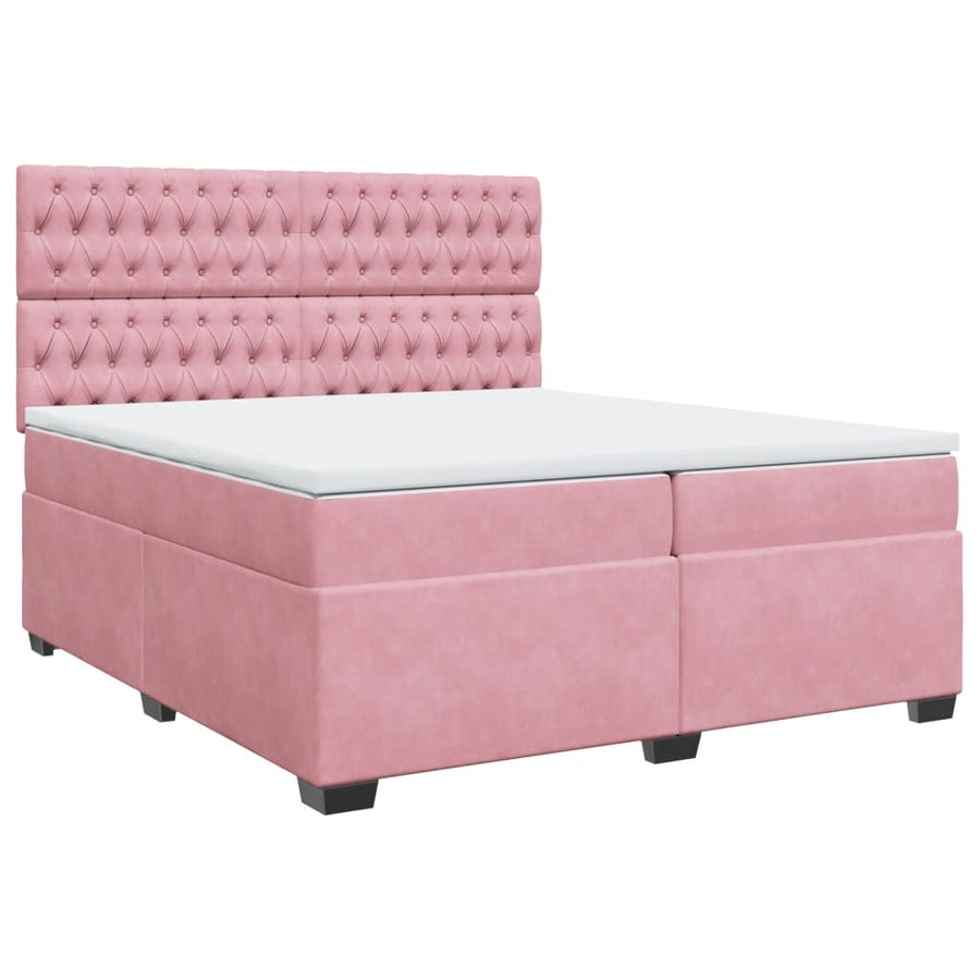 Boxspring met matras fluweel roze 200x200 cm