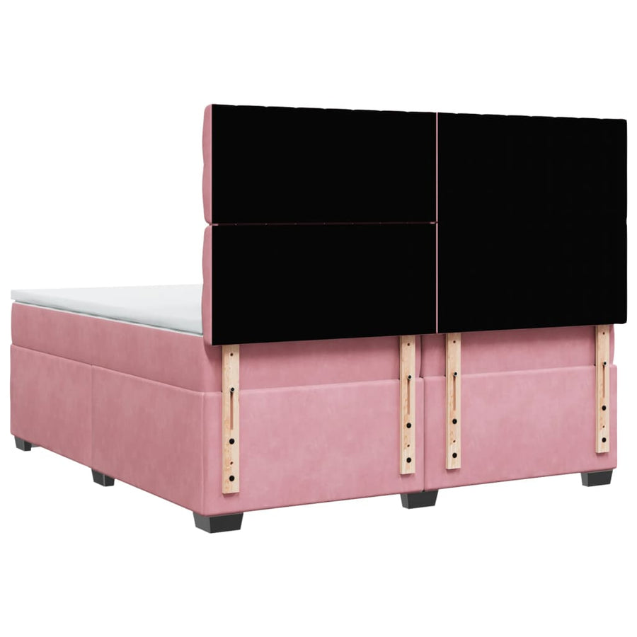 Boxspring met matras fluweel roze 200x200 cm