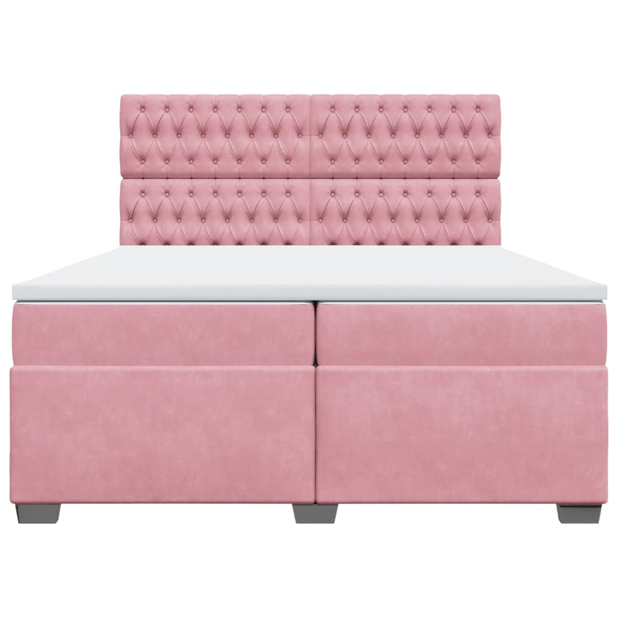 Boxspring met matras fluweel roze 200x200 cm