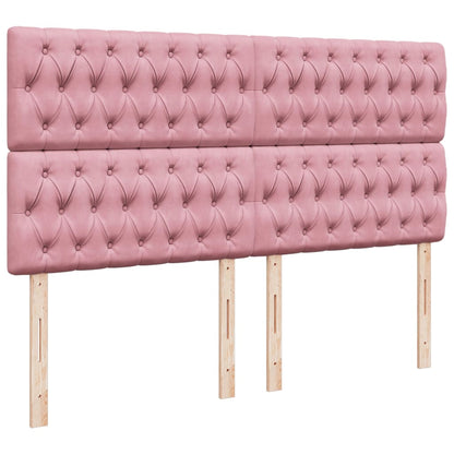 Boxspring met matras fluweel roze 200x200 cm