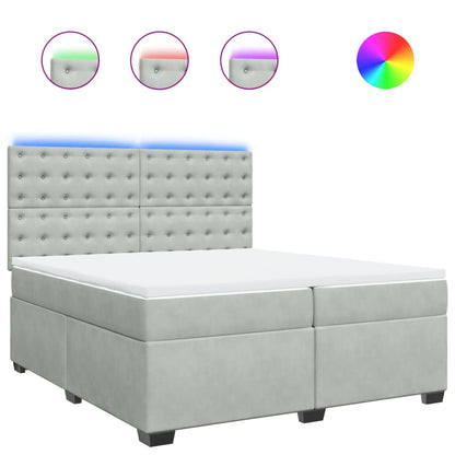 Boxspring met matras fluweel lichtgrijs 200x200 cm