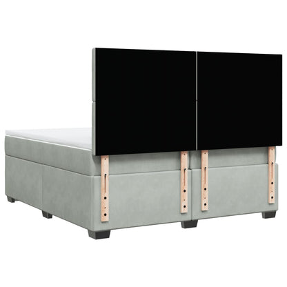 Boxspring met matras fluweel lichtgrijs 200x200 cm